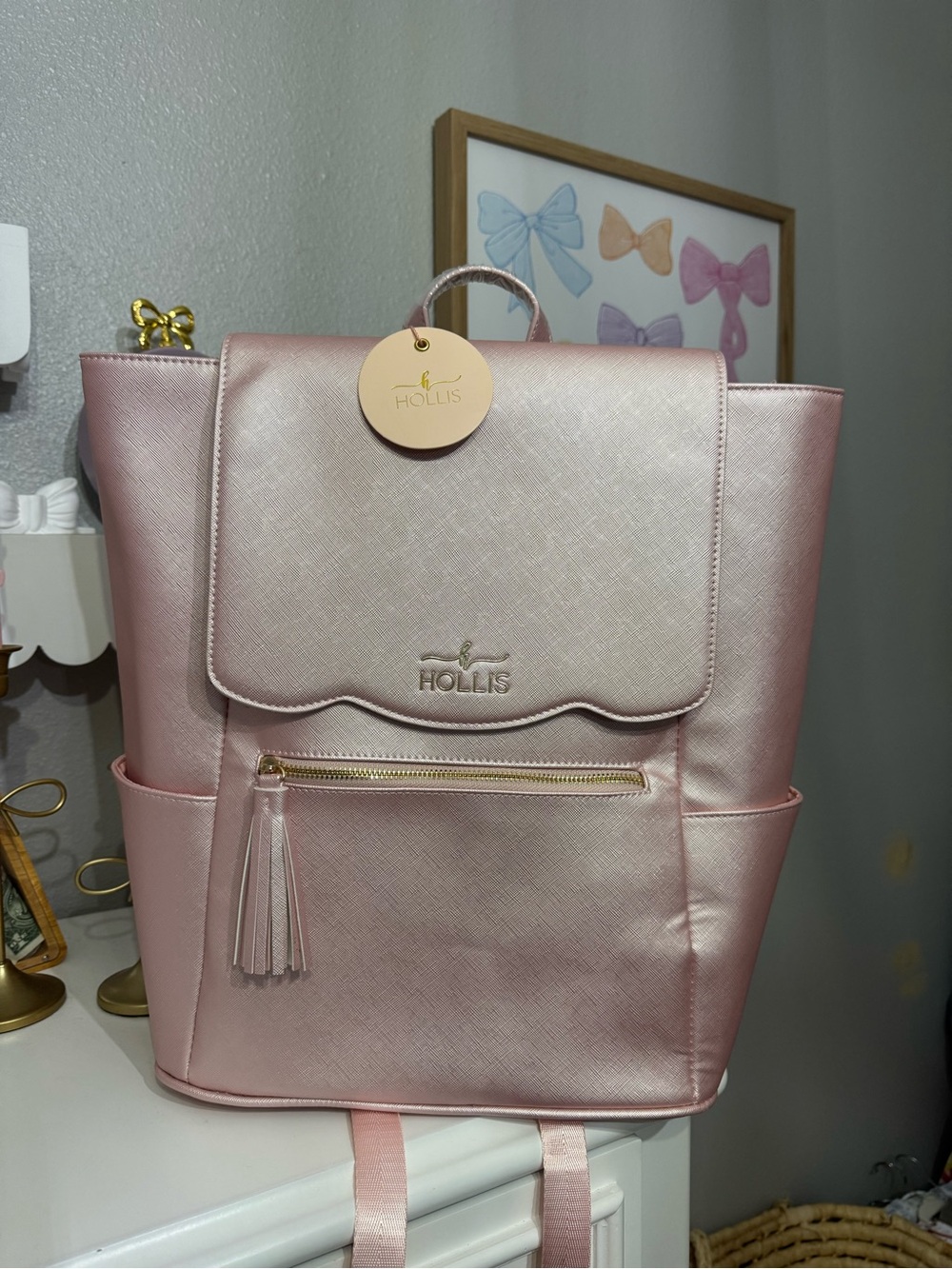 Pink Hollis backpack/diaper bag new